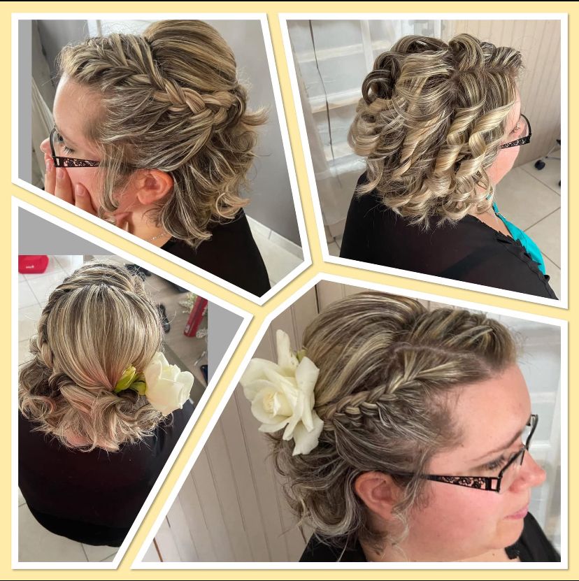 cheveux au carré bouclé avec demi-attache